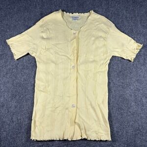Vtg Sunbelt Cardigan Top Womens OS Yellow Excellent Ribbed Lettuce Trim 90s